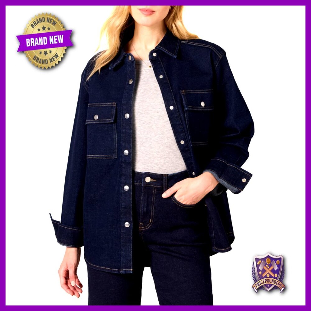 Oversized Heavyweight Denim Shirt Jacket Relaxed Fit Classic Layering Piece